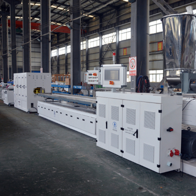 Купить High capacity PVC WPC decking floor extrusion line with laminating film surface treatment with conic twin scerw extruders online manufacture